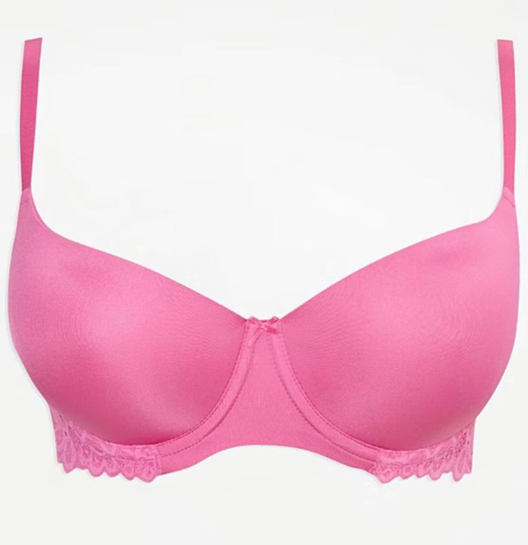 Pink Lace Padded Full Cup Bra Size 30D