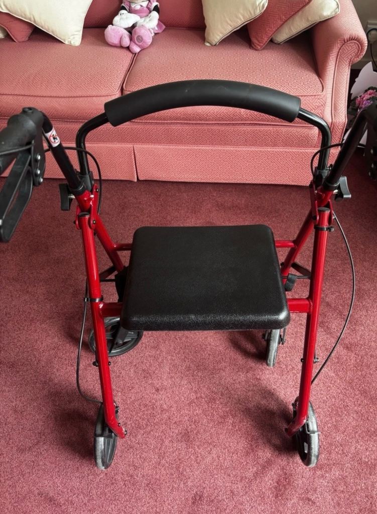 Red Drive Rollator Walker with Seat and Storage