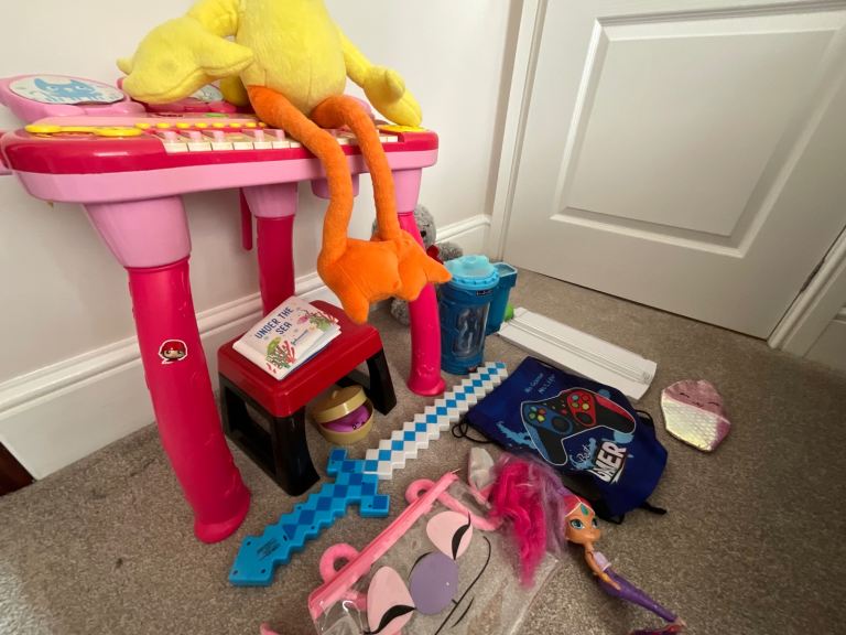 Kids' Toy Bundle - Pink Piano, Plush Duck, Doll & More
