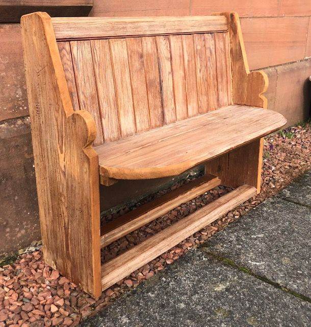 Antique Pitch pine church pew- small size 