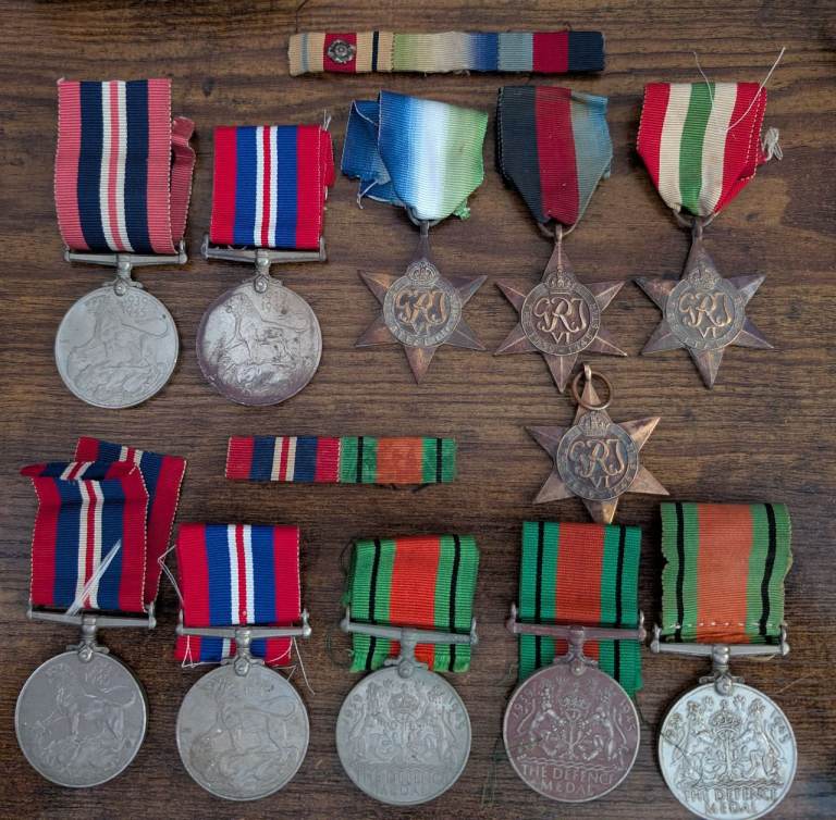 WW2 Medal Job Lot Collection Bundle : 7 Medals 4 Stars + 2 Ribbon Bars (see pic) 