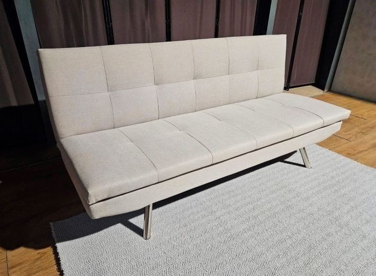 Unused Fabric 3 Seater Sofa Bed - Light Beige.