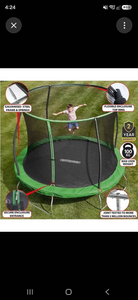 Sportspower 8ft Quad Lok Trampoline with Safety Enclosure – Boxed