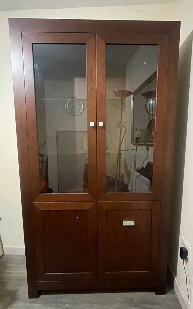 BARGAIN!!! TALL  CABINET WITH GLASS DOORS
