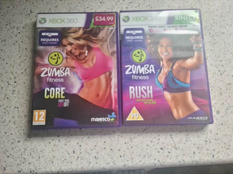 Xbox 360 kinect Zumba Fitness Core and Rush Games
