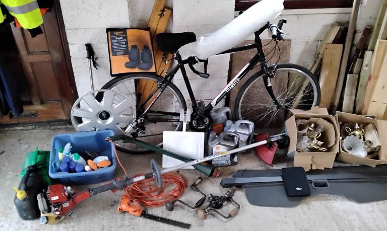 House Clearance Job Lot - Bike, Garden Tools, Car Parts & More