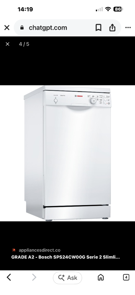 Bosch Series 2 Dishwasher - quiet, reliable and energy efficient 