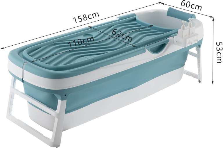 Foldable Adult Bathtub Portable 158x62x52cm Large with Lid and Soap Box rrp:£149.99