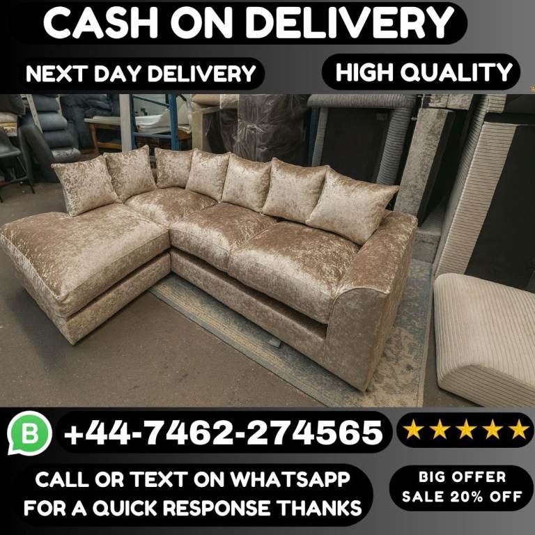 Crushed Velvet Corner & 3+2 Sofas Sale – Luxurious Comfort for Your Home!