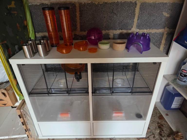 Double Omlet gerbil cage with accessories 