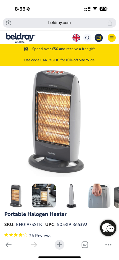 Beldray Halogen Heater(Great Condition - ready to ship or pick up)