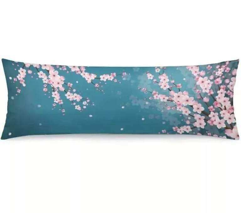 image for Blue Pink & White Cherry Blossom Body Pillow Oblong Bolster Cushion Cover.POST OR COLLECT!