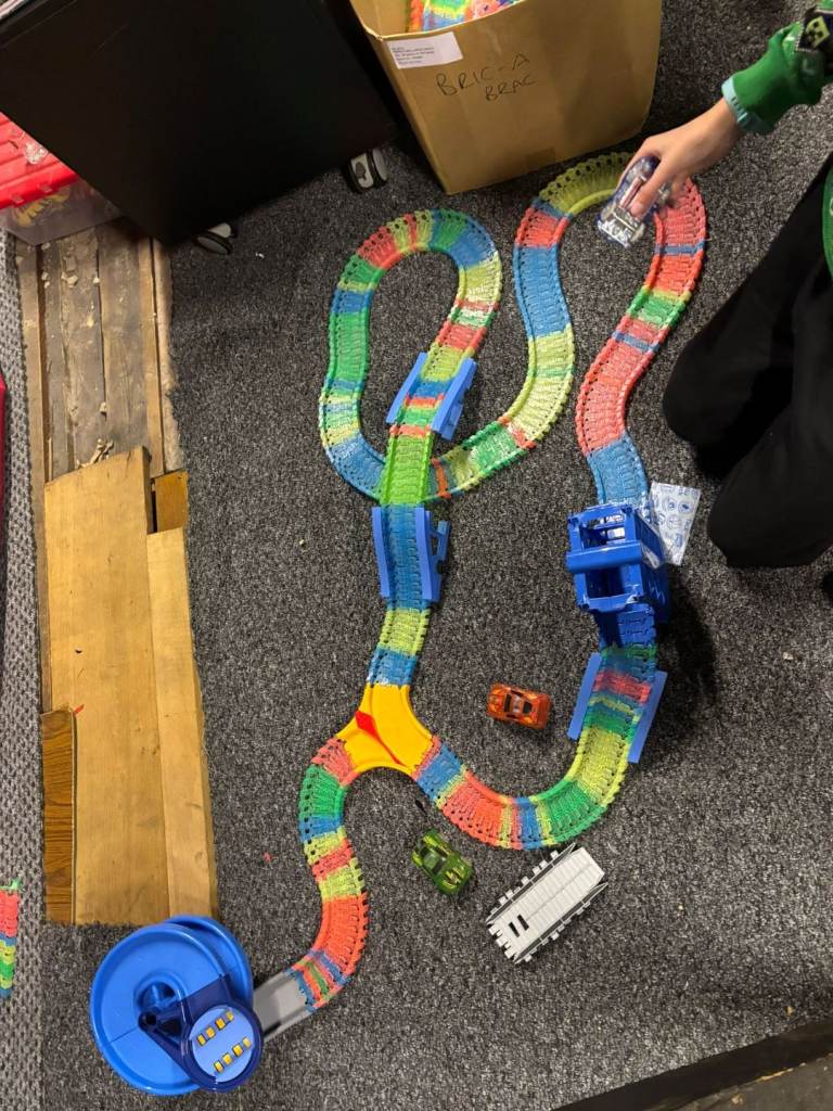 Car and track glow in the dark.