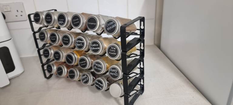 image for Metal spice rack with jars and spices