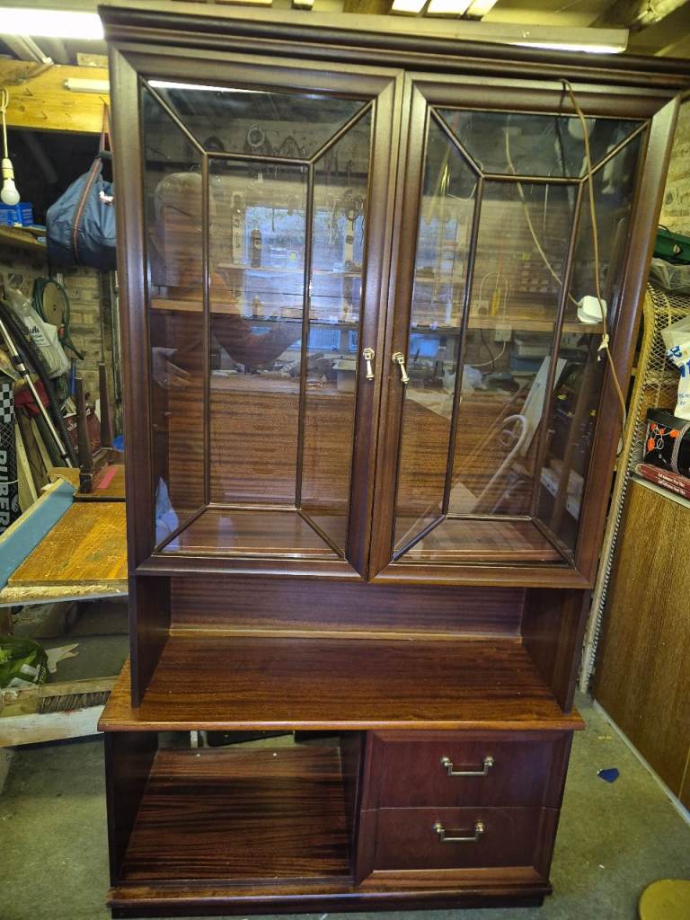 Wooden Display Cabinet with Glass Doors and Drawers - Any Offers Considered
