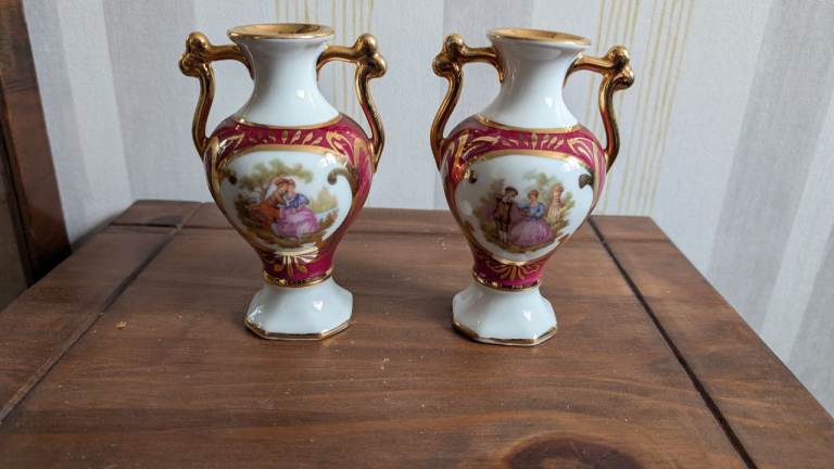 Pair of Vintage Limoges France porcelain vases