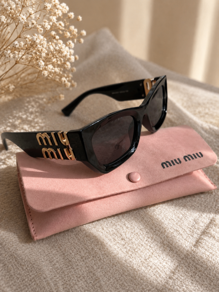 Miu Miu Black Sunglasses with Pink Case – As Good As New