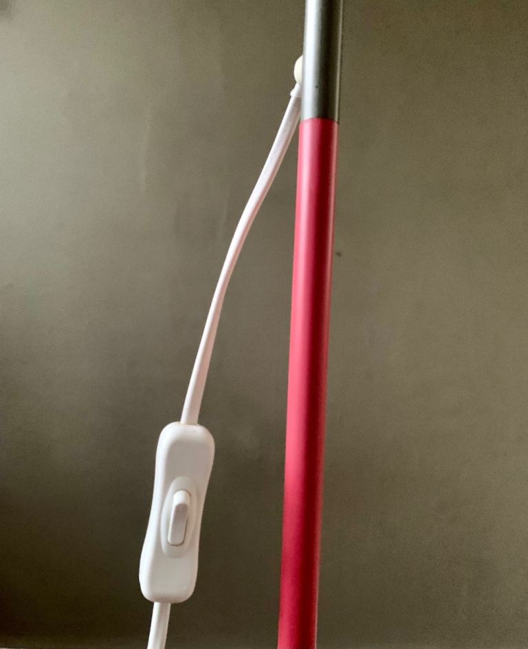 Vintage Retro Red & Bronze Swan Neck Standard Reading Lamp Light 1980s