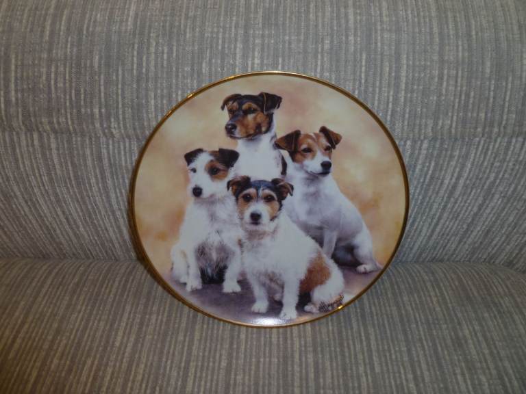 Jack Russel Dog Plate Danbury Mint Four Jacks Mandie Haywood