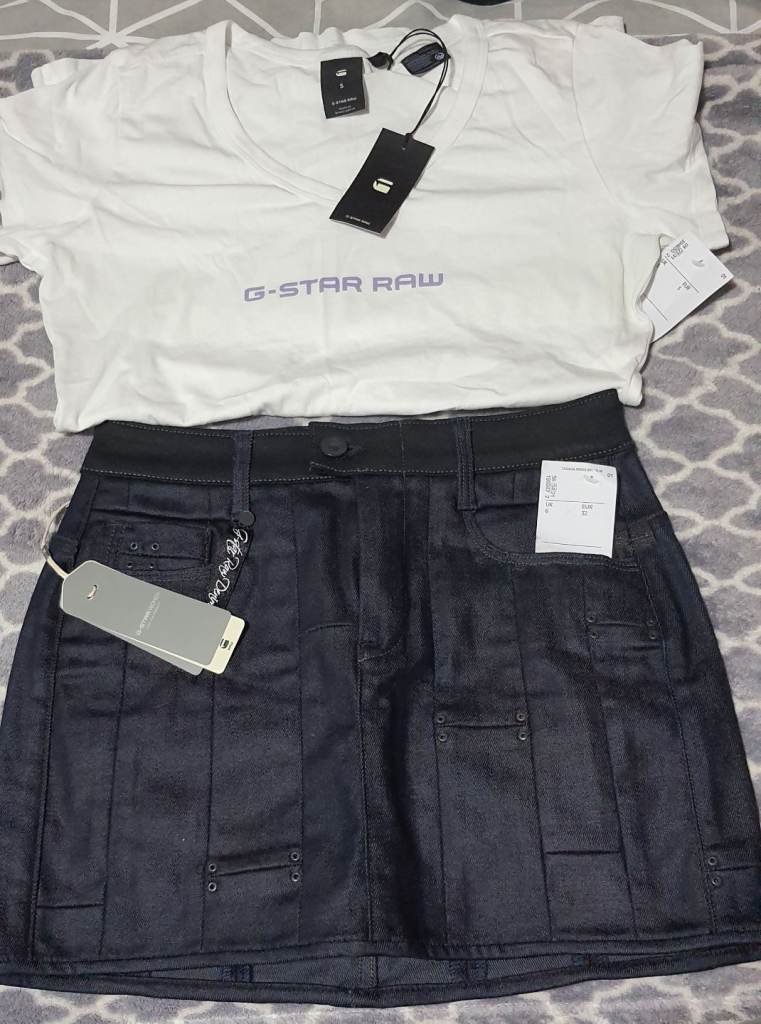 G-star raw denim skirt size 6 & t-shirt size s both new with tags