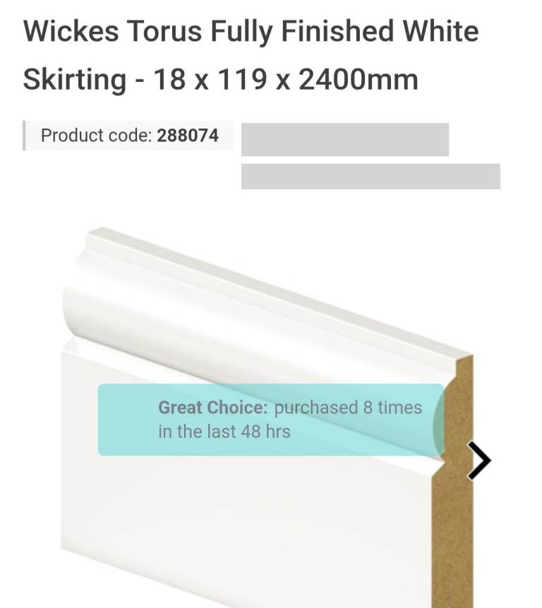 Wickes Torus Fully Finished White Skirting 18 x 119 x 2400mm