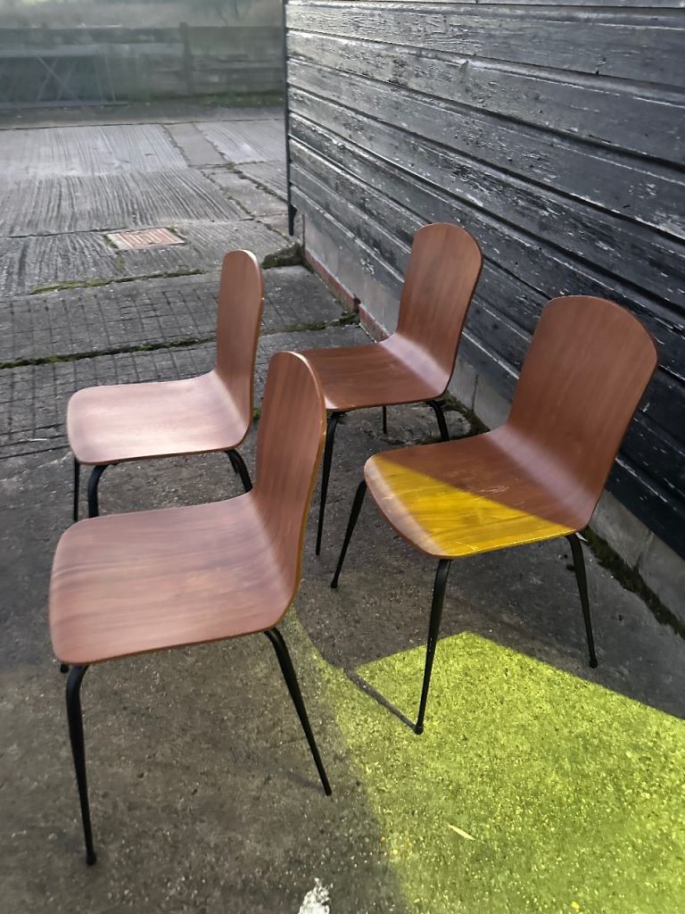 Vintage retro mid century modern MCM stacking kitchen dining chairs x 2 4