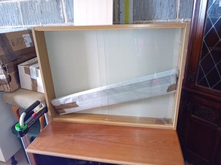 2 Wall Mounted Glass Fronted Display Cabinets