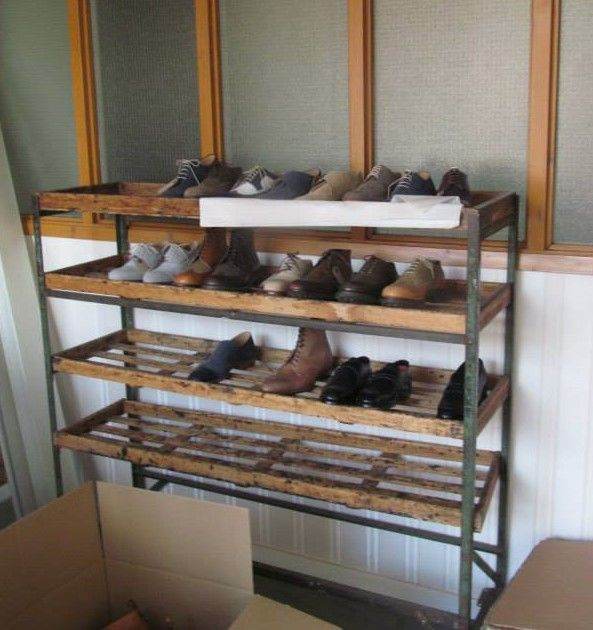 Rustic 4-Tier Wooden Shoe Rack with Metal Frame.. Not the shoes