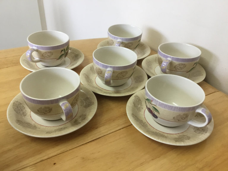 M&S wild fruits 6 cups and 6 Saucers 
