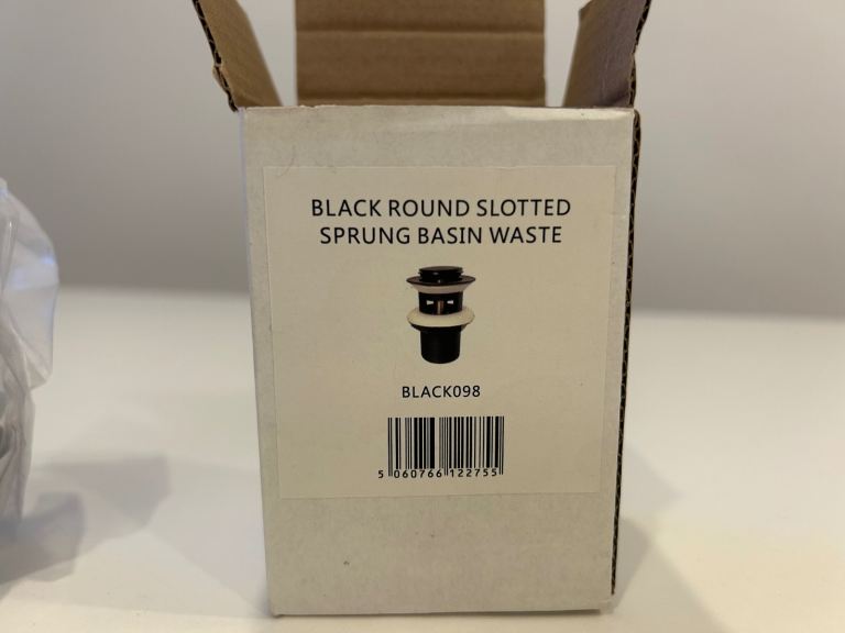 Black slotted sprung basin waste - NEW