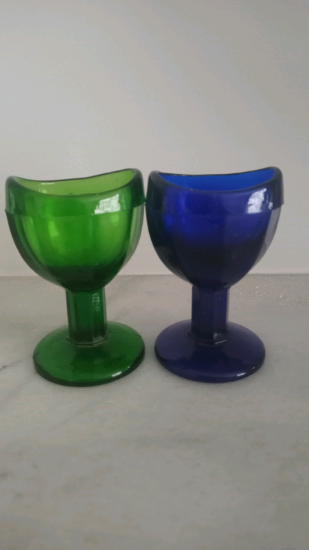 Antique Vintage Glass Eye Baths x 2