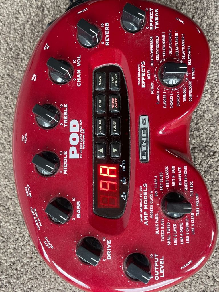 Line 6 POD Guitar Multi-Effects Pedal – Red, Good Condition