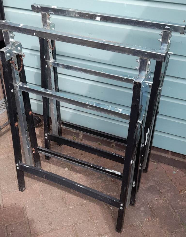 Pair of Sturdy Metal Forge Steel Trestle Legs - Good Condition