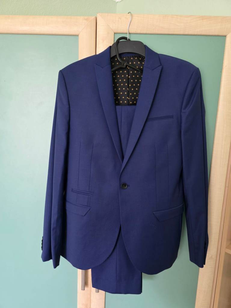 Label Lab London Blue Skinny Fit Suit – 40R / 32R – Perfect for Prom or Graduation
