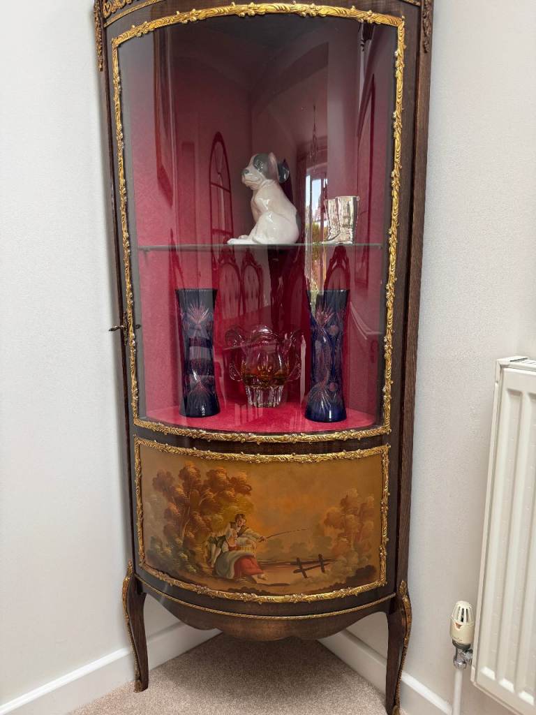 French Vitrine glass corner cabinet