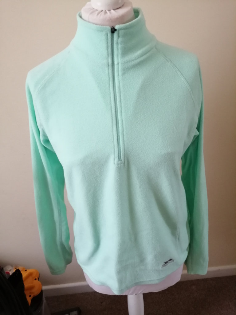 LADYS FLEECE TOP HALF ZIP SIZE MEDIUM FIT SIZE 12 NEW MINT GREEN 