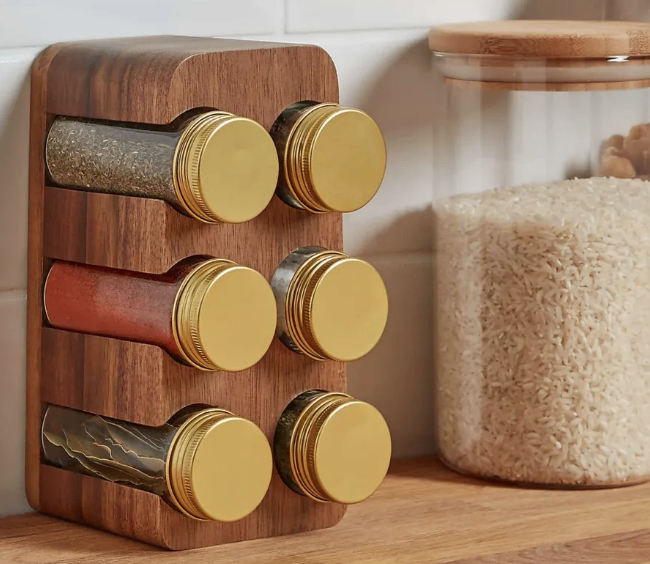 Spice Rack - Acacia Wood 6 Spice rack from Dunelm Mill - Brand New in box - 4 available