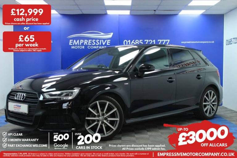 2018 11 AUDI A3 1.0 TFSI 30 BLACK EDITION SPORTBACK 5DR PETROL MANUAL EURO 6 (S/