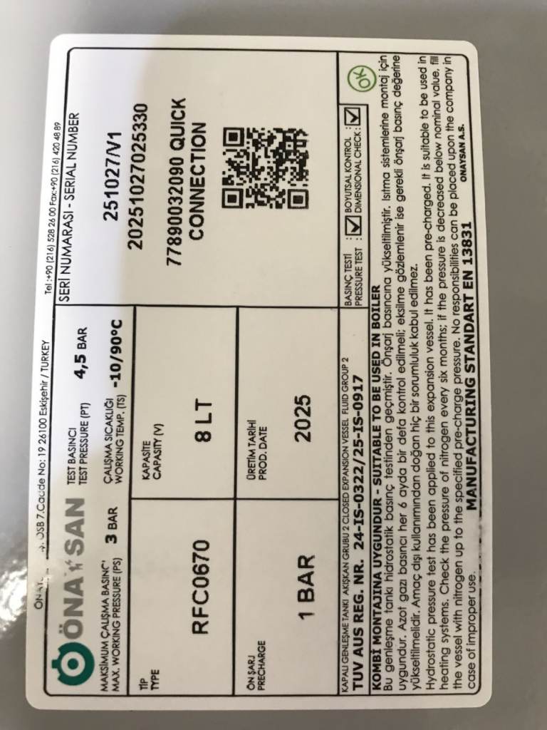 Ideal part 177540- Ideal Boiler Expansion Vessel (8L)