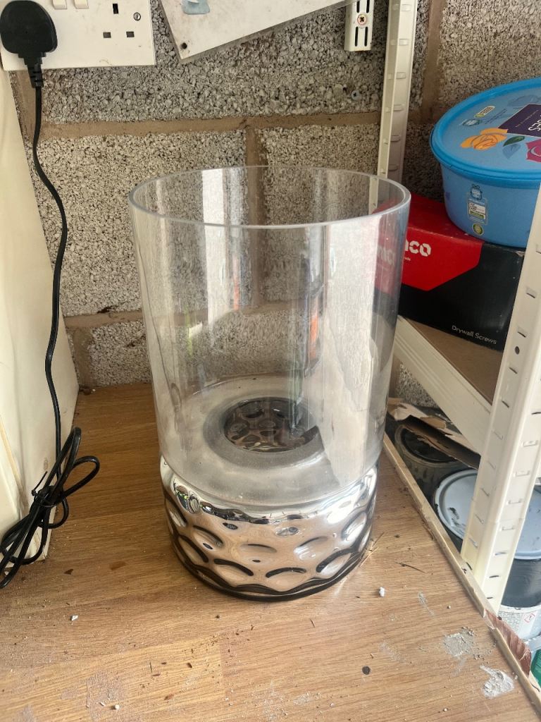 Clear Glass Vase with Silver Base – Good Condition