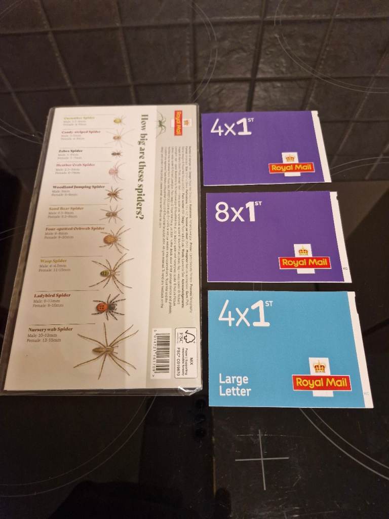 Royal Mail 1st Class Stamps - Spiders Theme, New