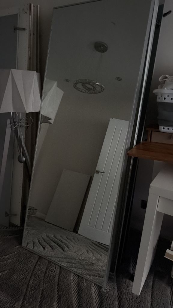 Large Full-Length Mirror – Silver Frame, Good Condition
