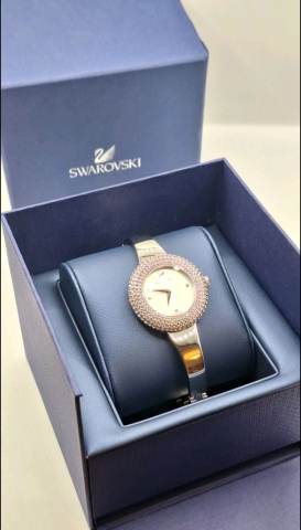 Swarovski Watch Ladies Silver Watch With Diamond Encrusted Bezel