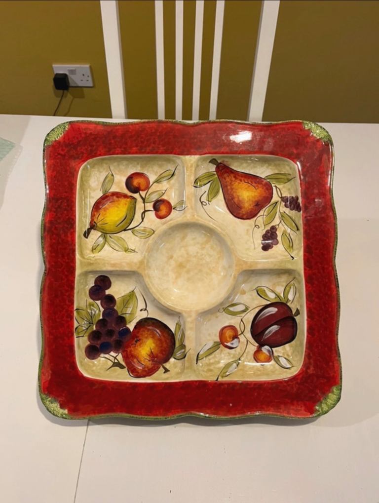 Vintage divided ceramic serving platter