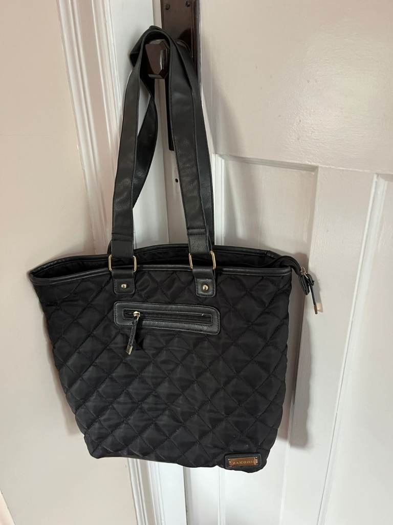 Black Quilted Kangol Tote Bag with Shoulder Straps – Good Condition