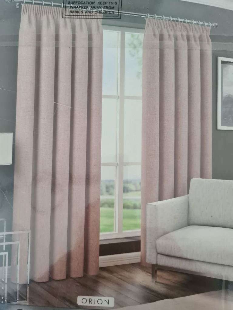 Stiebel of Nottingham Black Out blush pink curtains 66 x 90inch - Brand New In Original Packaging