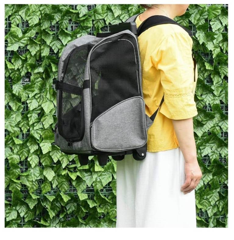 Pet Carrier Stroller Wheel Luggage Bag (Grey)