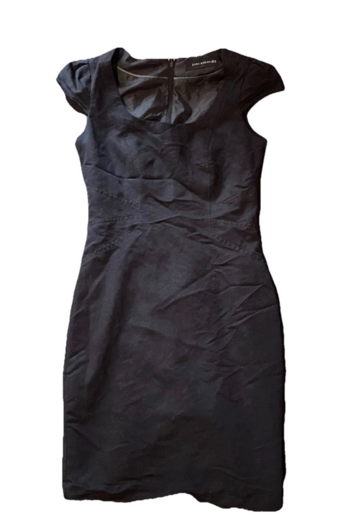 Zara Black Smart Office Work Pencil Dress Uk Size 8