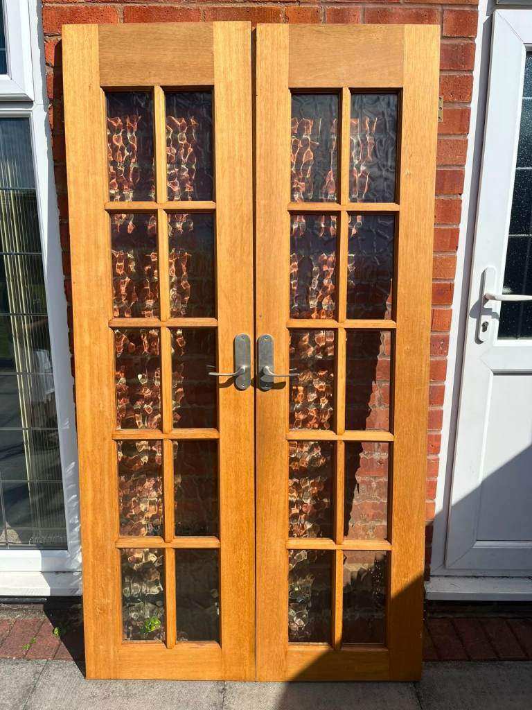 Wooden French Doors with obscured Glass – Good Condition