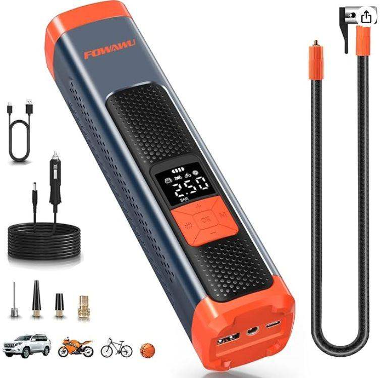 image for Air Compressor Tyre Inflator, Car Battery Tester and RAVPower 8000mAh Jump Starter/Powerbank